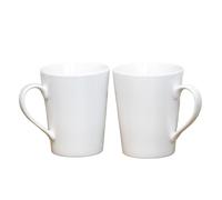 Darthome Set of 2 White Coffee Mugs 350ml Plain Solid Porcelain Tea Hot Chocolate Cups