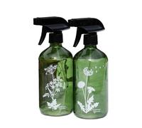 Darthome Set Of 2 Wildflower Glass Spray Bottles 500ml Flower Plant Mister Atomisers (Green)
