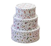 Darthome Set of 3 Christmas Icons Nesting Cake Tins, Metal, Multicoloured, Secure Lids, Space-Saving, for Cakes, Biscuits & Festive Treats
