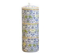 Darthome Set Of 3 William Morris Lodden Stacking Jars 11x30x11cm Fine China Ceramic Kitchen Storage