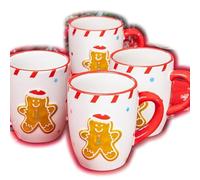 Darthome Set of 4 Gingerbread Cookie Mugs 330ml Christmas Festive Xmas Tea Coffee Cups