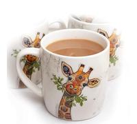 Darthome Set of 4 Giraffe Bug Art Mugs Fine China 300ml Novelty Animal Tea Coffee Cups