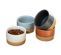 Darthome Set of 4 Two Tone Stoneware Dip Bowls Mini Speckled Snack Sauce Nibble Pots Tableware