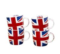 Darthome Set of 4 Union Jack Flag Mugs 200ml Fine China Ceramic UK Small Tea Coffee Cups