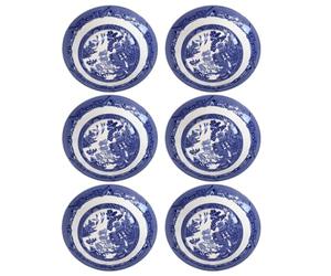 Darthome Set of 6 Blue Willow Cereal Bowls Ceramic Oriental English Round Oatmeal Soup