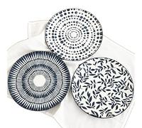 Darthome Set of 6 Mediterranean Dinner Plates 27cm Blue and White Patterned Tableware Art