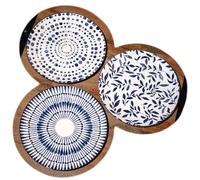 Darthome Set of 6 Mediterranean Side Plates 21x21cm Blue & White Patterned Kitchen Tableware