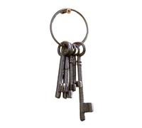 Darthome Set of Hanging Cast Iron Keys, Vintage Wall Decoration, Brown, 5 Keys on Ring, 22cm Height, Rustic Garden Ornament