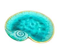 Darthome Shell Trinket Dish Blue Ceramic Decor Jewellery Plate Nautical Storage Ornament 26cm