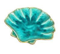 Darthome Shell Trinket Dish Blue Ceramic Scallop Decor Plate Nautical Storage Ornament 26cm