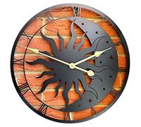 Darthome Silhouette Outdoor Wall Clock Sun & Moon Gold Hands Roman Numerals Garden Decor 50cm