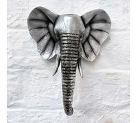 Darthome Silver Elephant Head Bust Wall Mounted Home Statue Sculpture Decor Ornament Gift 21cm