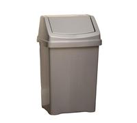 Darthome Silver Plastic Swing Lid Bin Recycling Kitchen Bathroom Rubbish Waste Dustbin (25L)