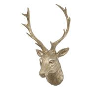 Darthome Silver Stag Head Wall Decor 30x45x20cm Rustic Resin Deer Animal Bust Art Sculpture Ornament