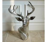 Darthome Silver Stags Head Wall Sculpture Large Deer Antlers Reindeer Hanging Decor Gift