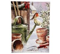 Darthome Snowy Robin LED Canvas Art Light Up Christmas Scene Watering Can Wall Decor Gift 30cm x 40cm