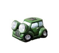 Darthome Solar Light Up Car Garden Ornament 16x7x11cm Cement LED Car Headlights Sculpture (Green Car)
