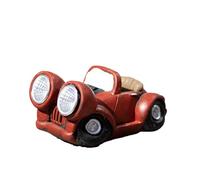 Darthome Solar Light Up Car Garden Ornament 16x7x11cm Cement LED Car Headlights Sculpture (Red Car)