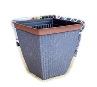 Darthome Square Garden Planter 27cm Galvanised Silver Metal Rust Brown Rim Flower Plant Pot