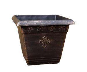 Darthome Square Medley Planter 37cm Black Bronze Plastic Antique Baroque Garden Plant Pot