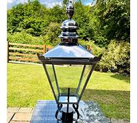 Darthome Stainless Steel Victorian Garden Street Post Lamp 90cm Lantern Top Metal Light 90cm