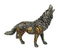 Darthome Steampunk Howling Wolf Ornament Industrial Silver Resin Gothic Decorative Wolves 33cm