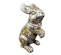 Darthome Steampunk Rabbit Ornament 24cm Silver Resin Industrial Novelty Hare Sculpture
