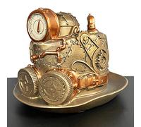 Darthome Steampunk Top Hat Figurine Gold Resin Industrial Goggles Novelty Ornament Gift W12cm x H11cm x D15cm