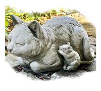 Darthome Stone Cat And Mouse Sculpture Antique Grey Cute Animals Garden Lawn Decoration 30cm