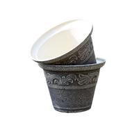 Darthome Stone Effect Scroll Planter 30x20x30cm Plastic Grey 8 L Round Outdoor Leaf Garden Plant Pot (2)