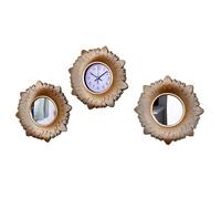 Darthome Sunburst Clock With Mirrors Set Of 3 Gold Plastic Round Modern Wall Decoration