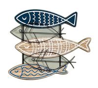 Darthome Swimming Fishes 53cm Wall Deco Metal Wood Nautical Fish Shoal Bathroom Sea Decoration
