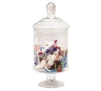 Darthome Tall Glass Storage Jar with Lid on Pedestal Base, Clear, 13x29x13cm, Kitchen Candy Jar for Sweets and Biscuits