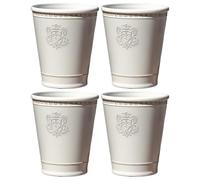 Darthome Tall Round Tapered Planter, Cream, Plastic, Royal Embossed Design, Outdoor Garden Pot, W25cm x H29cm x D25cm (4)