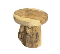 Darthome Teak Mushroom Raised Plant Pot Stand 15x15cm Rustic Wood Indoor Flower Display Holder