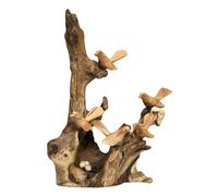 Darthome Teak Root 5 Little Nesting Birds Sculpture Wood Rustic Brown Doves Ornament Gift