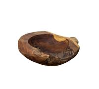 Darthome Teak Root Bowl 30cm Antique Rustic Kitchen Food Hand Carved Wood Fruit Snack Nut