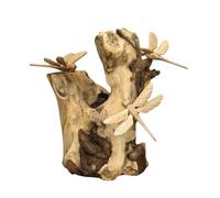 Darthome Teak Root Dragonfly Sculpture Wood Rustic Hand Carved Insect Tree Ornament Gift
