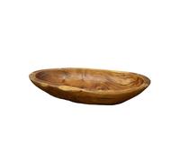 Darthome Teak Root Long Bowl 35cm Antique Rustic Kitchen Hand Carved Wood Fruit Snacks Food