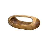 Darthome Teak Root Smooth Long Trug Bowl 40cm Vintage Wood Hand Carved Food Fruit Serving