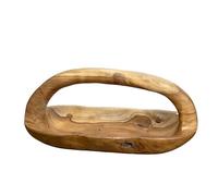 Darthome Teak Root Trug Bowl 40x20x25cm Vintage Wood Hand Carved Long Food Snacks Fruit Kitchen Storage