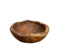 Darthome Teak Root Wood Decorative Bowl 18cm Rustic Hand Carved Round Fruit Snack Table