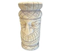 Darthome Tiki Totem Pole Ornament Stone Antique Beige Round Easter Island Sculpture Large
