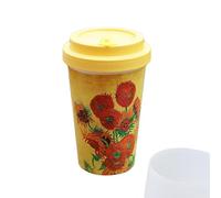 Darthome Van Gogh Travel Mug Sunflowers Yellow Recycled Plastic Reusable Coffee Cup 350ml