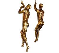 Darthome Wall Climbing Men Figurines Set Of 2 Gold Resin Modern Hanging Man Bedroom Decor