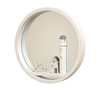 Darthome White Lighthouse Wall Mirror 30x30cm Round Wood Nautical Coastal House Bathroom Decor