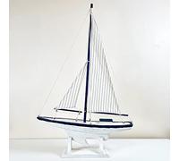Darthome White Sailing Yacht Collectable Model 66cm Nautical Wood Boat Fabric Sail Large