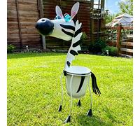 Darthome Zebra Planter Garden Metal Animal Ornament Tall Round Plant Pot Statue Decor 64cm