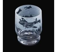 Dartington Crystal Aspect Lancaster Bomber Airplane Tumbler | Single | Tumbler | 100mm | 35cl | Decorated Glass Features a Detailed 360-degree Etched Frieze | Gift for Family or Friends