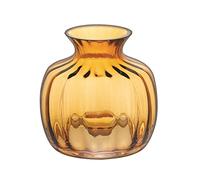 Dartington Crystal Cushion Small Vase Amber, Single | Amber | Indented base to help retain or splay out stems | 128mm (h) | Vases that make the perfect home décor addition | Gift for family or friends